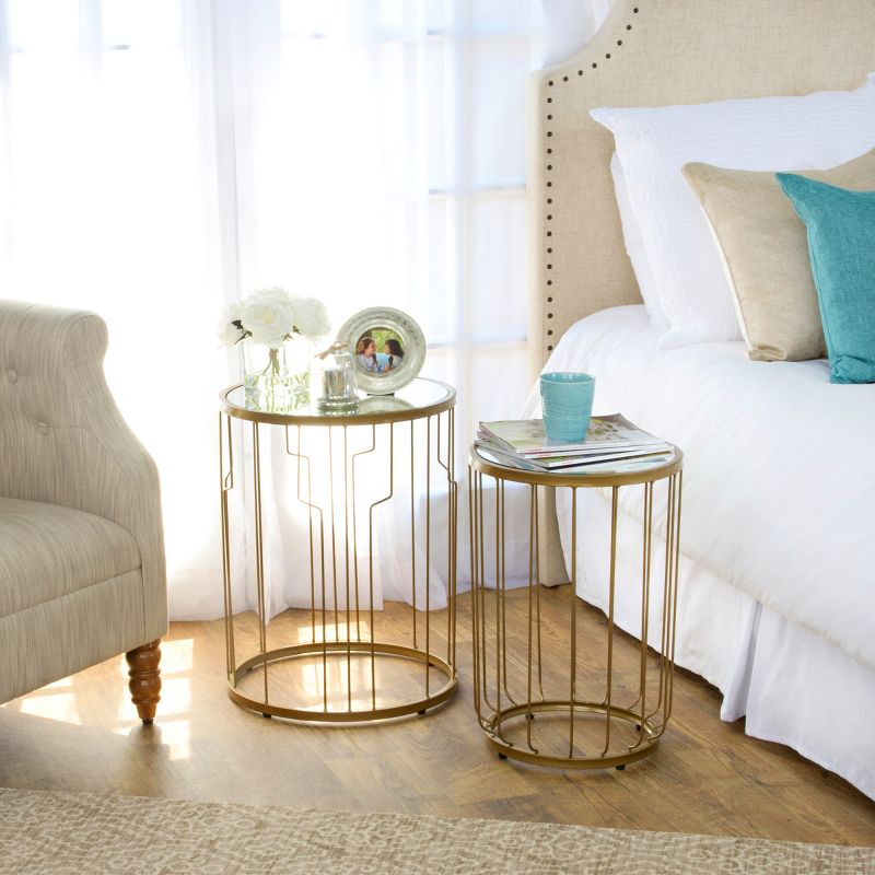 Nesting Tables Gold Mirrored - HomePop