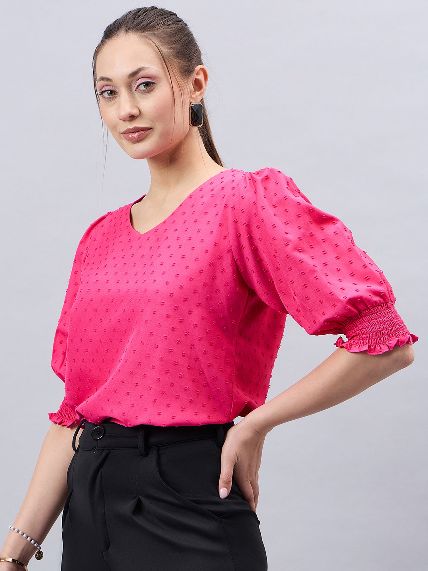 Style Quotient Pink Self Design Top