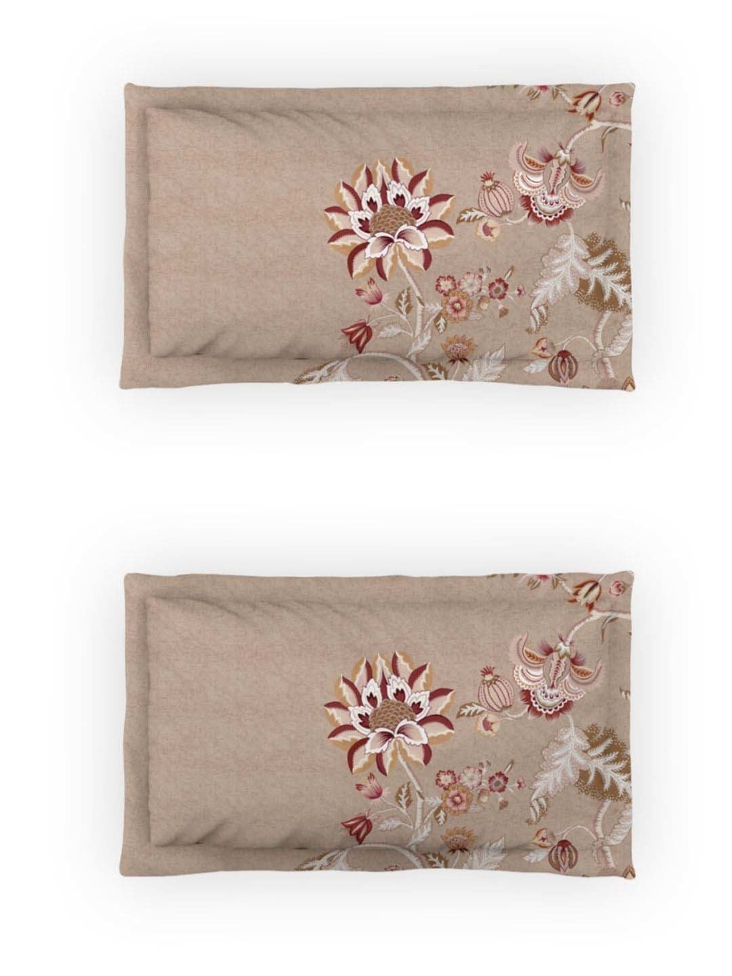 DDecor Jacobean Grace Ethnic Grey Cotton 136 TC Double Bedsheet With 2 Pillow Covers