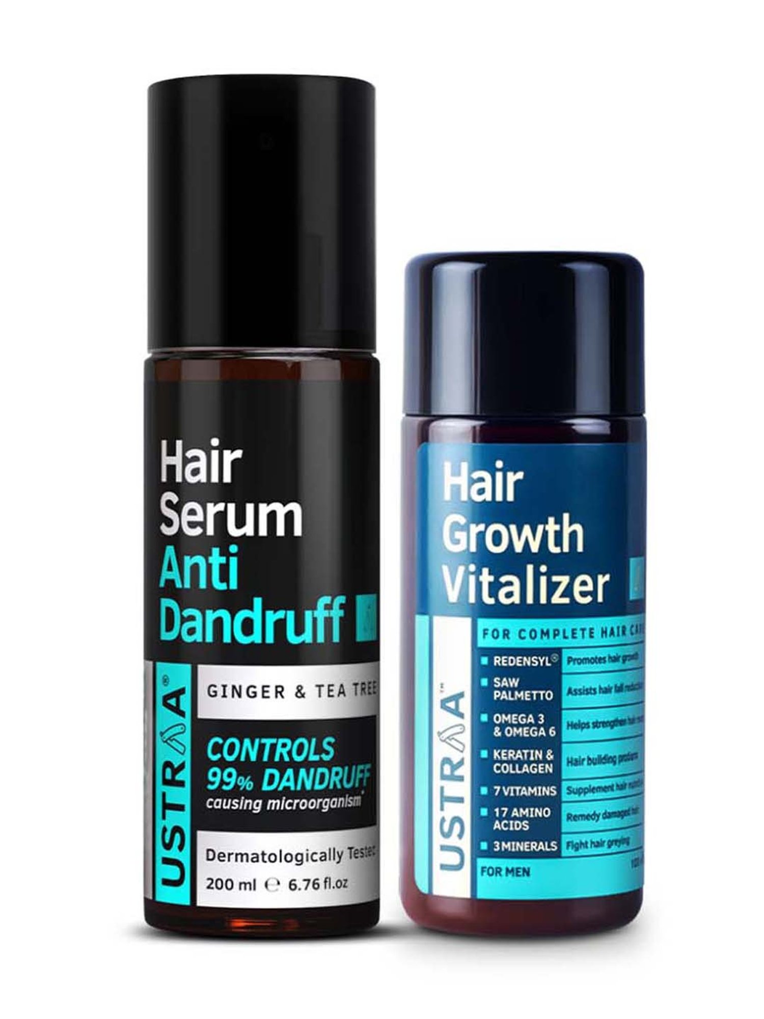 Ustraa Anti Dandruff Hair Serum - 200 ml & Hair Growth Vitalizer - 100 ml