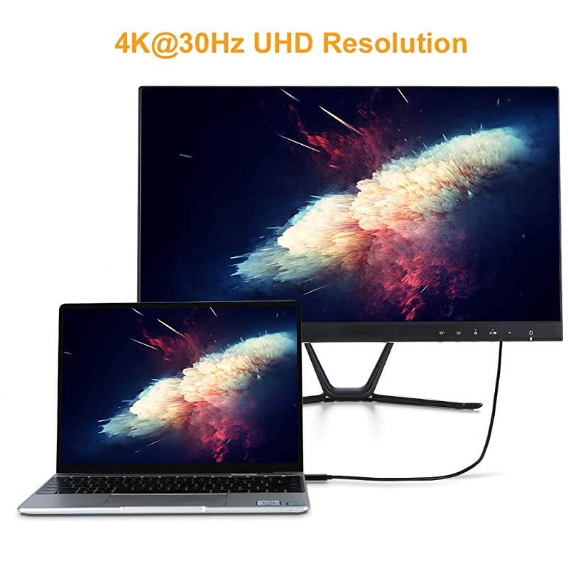 USB C to HDMI 4k Cable,  [2-Pack] 6 Feet Type C (Thunderbolt 3 Compatible) to HDMI Cable,Compatible with MacBook Pro,New iPad Pro,MacBook Pro, iMac 2017,Chromebook Pixel, XPS 13/15