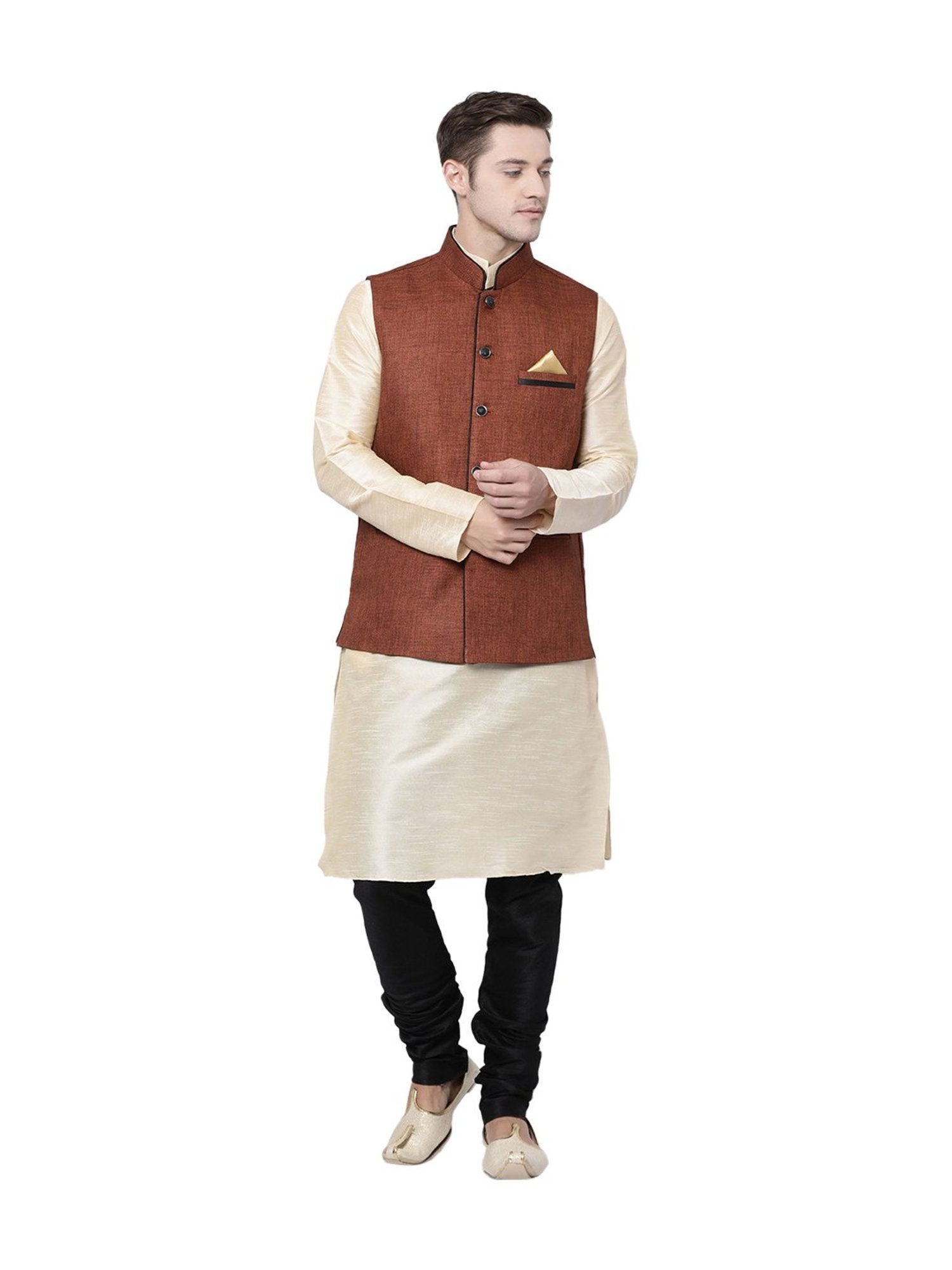 Tabard Brown & Gold Mandarin Collar Suit