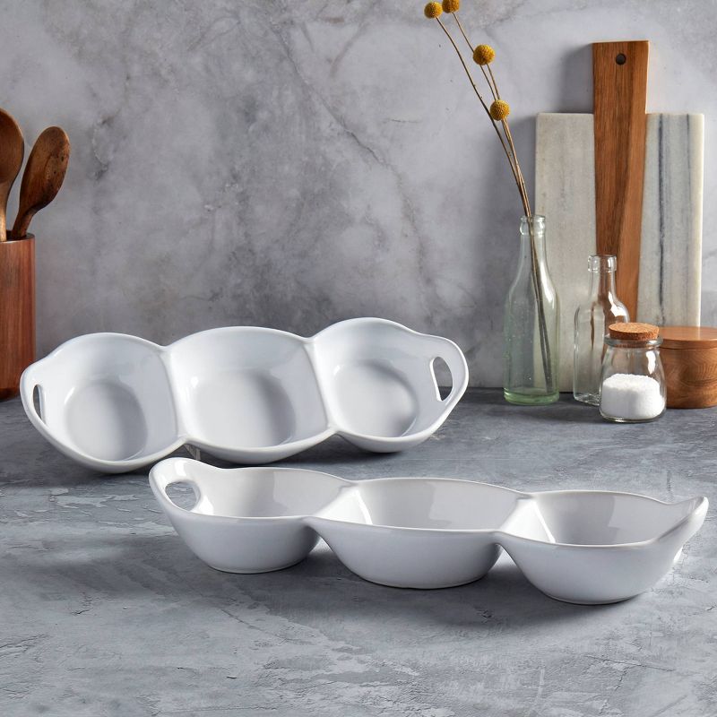 2pk Stoneware Condiment Serving Trays with Handles - Tabletops Gallery