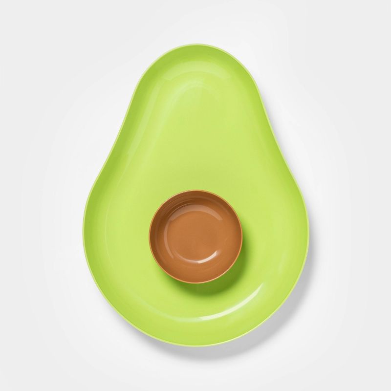 2pc Plastic Avocado Chip and Dip Bowl Green - Sun Squad™