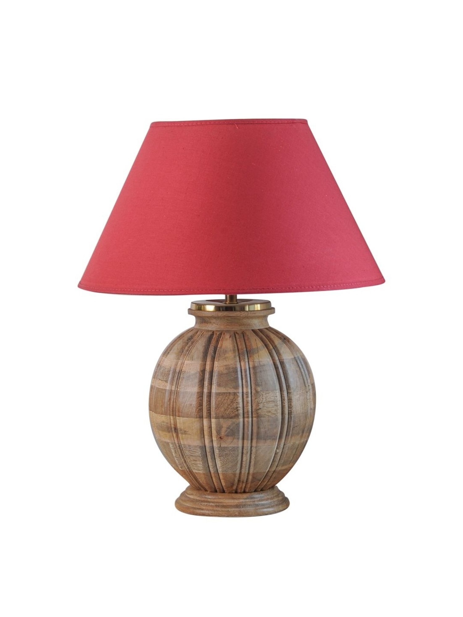 Kapoor Lamp Shades Natural Wood & Red Wood Astros Carved Cotton Shade Table Lamp
