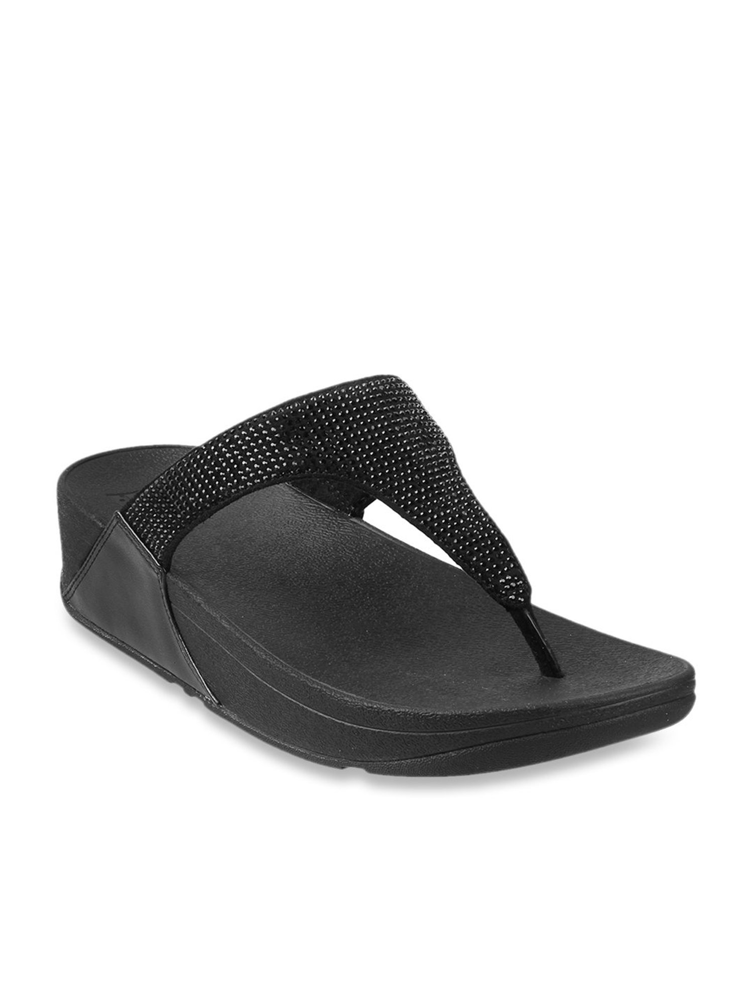 FitFlop Women's Black Thong Wedges