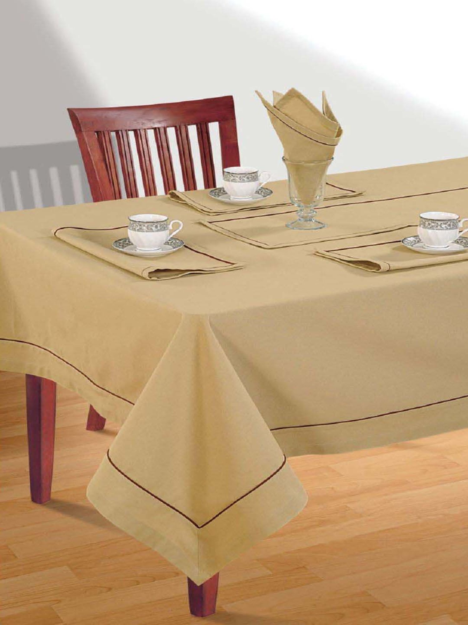 Romee Beige Cotton Checks Table Linen Sets