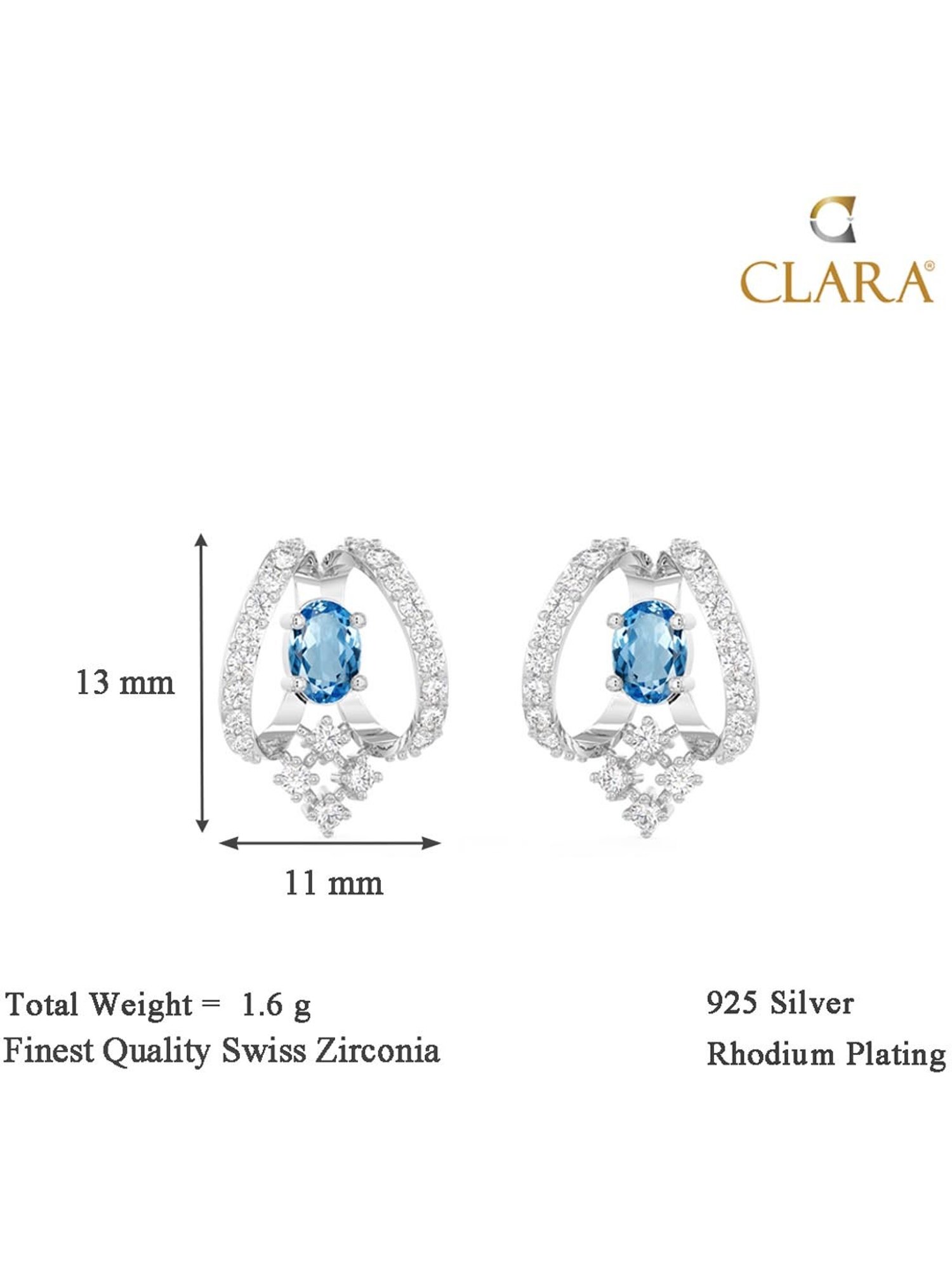 Clara 92.5 Sterling Silver Stella Earrings for Women