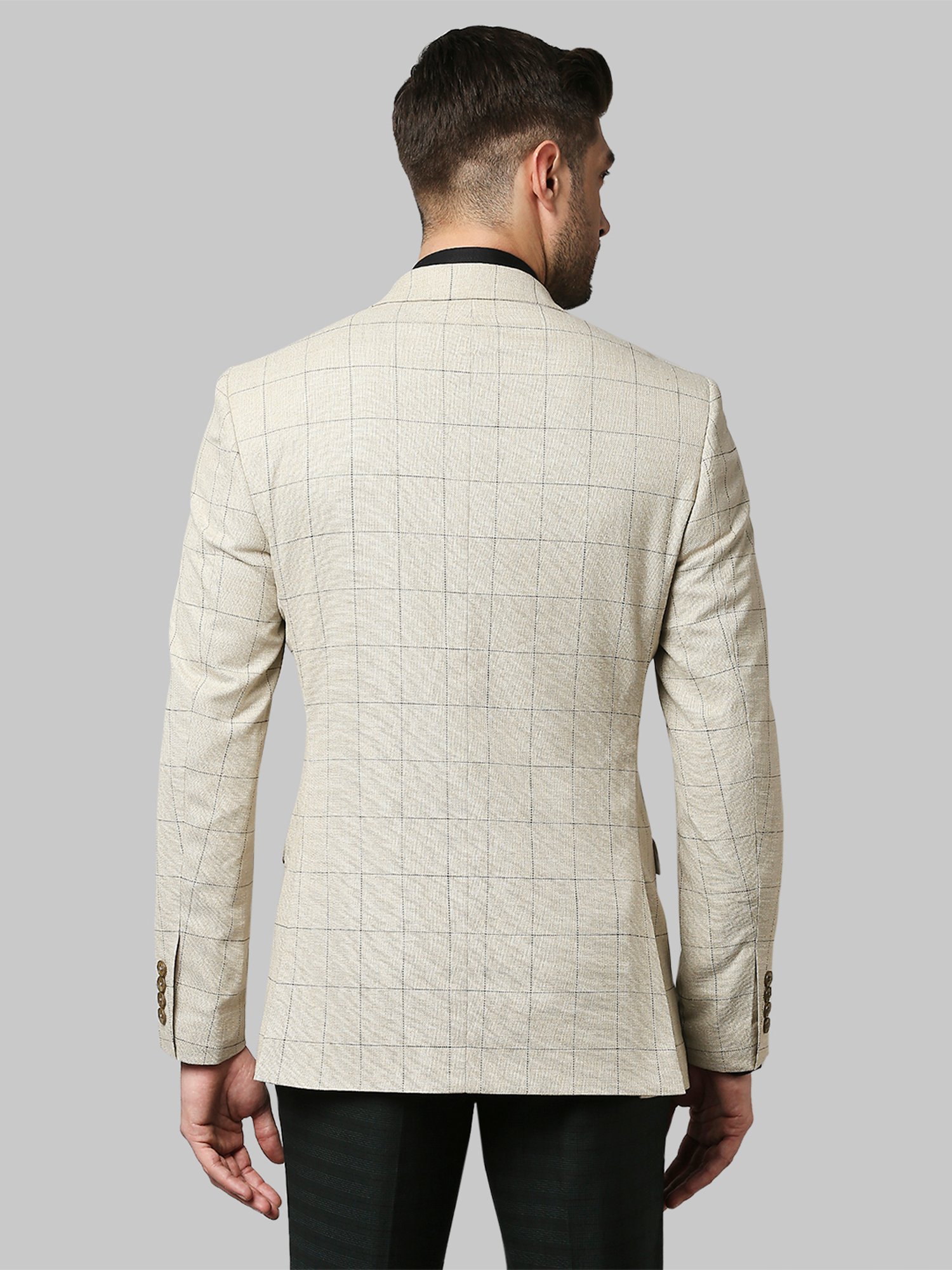 Raymond Beige Check Notched Lapel Blazer