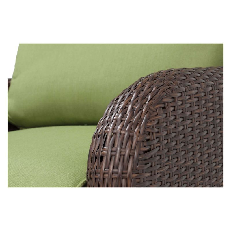 La-Z-Boy Outdoor Sawyer Wicker Outdoor Recliner with Sunbrella Spectrum Cilantro Cushion