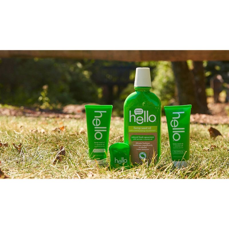 hello Extra Freshening Natural Fresh Spearmint Hemp Seed Oil + Coconut Oil Moisturizing Mouthwash - 16oz