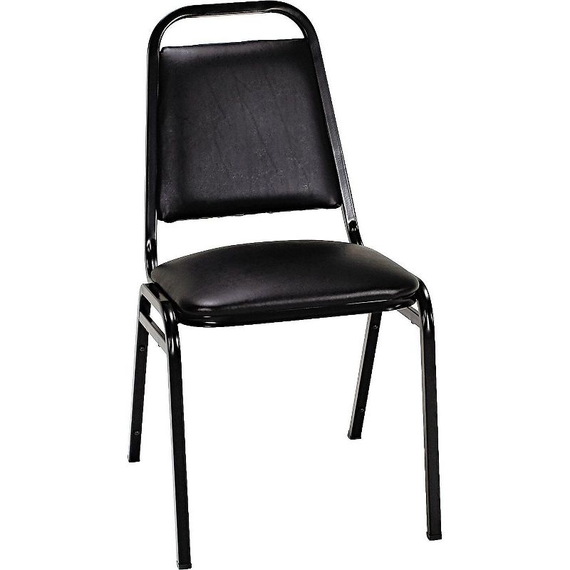 Alera Padded Steel Stack Chair w/Square Back, Black Vinyl, Black Frame, 4/Carton SC68VY10B