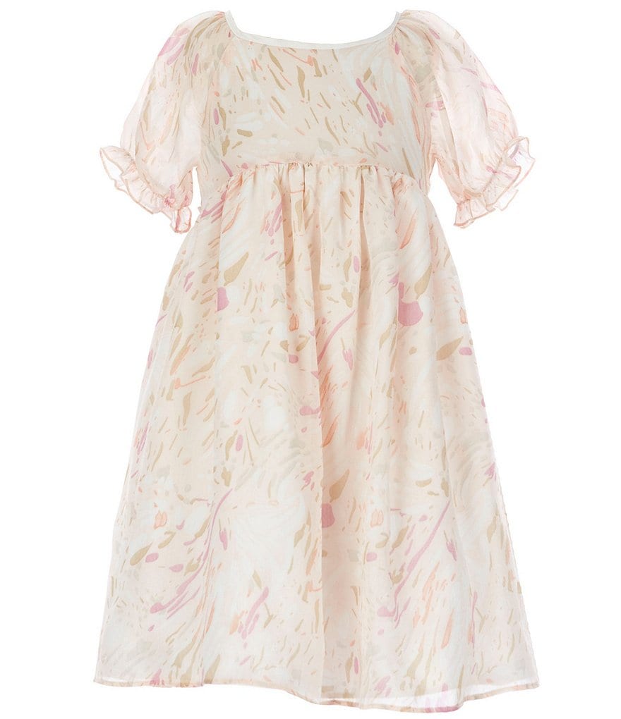 Laura Ashley Little Girls 2T-6X Puff-Sleeve Printed Chiffon Fit-And-Flare Dress