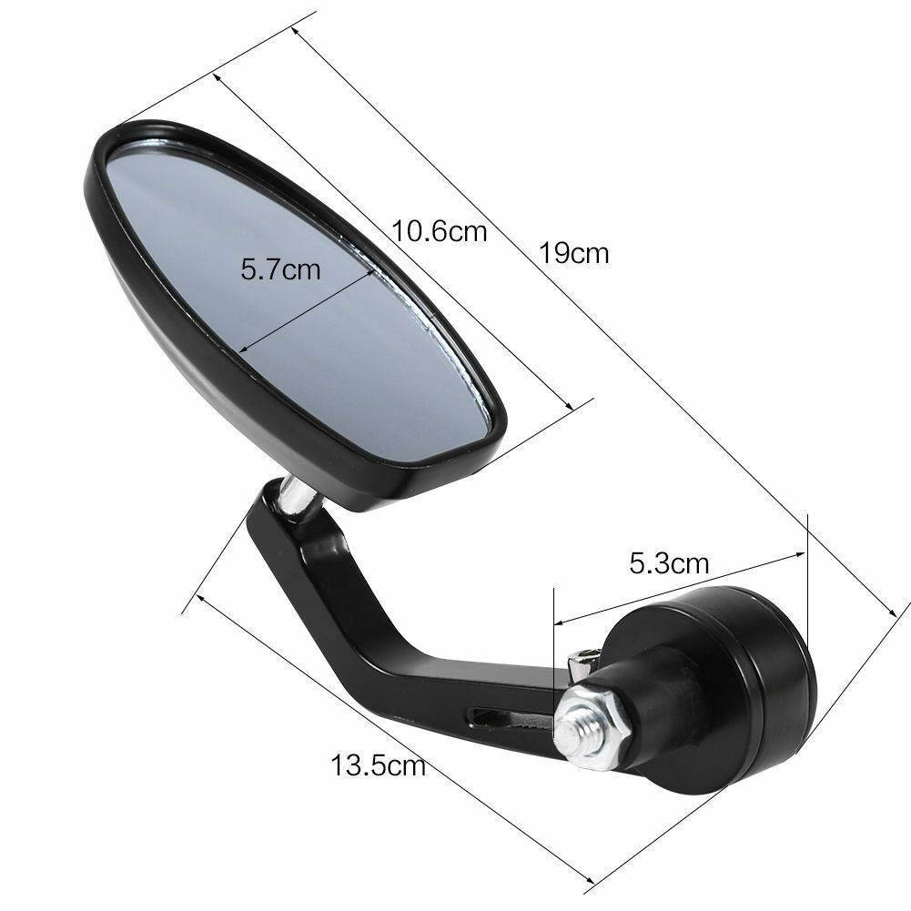 1 Pair Universal 7/8" Bar End Motorcycle Aluminum Side Rearview Mirror Black