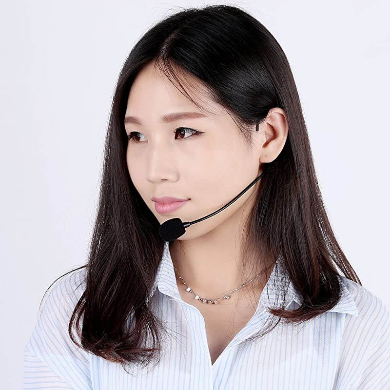 Uni-Directional Head-Mounted Headworn Headset Ear-Hook Microphone Mic Flexible Wired Boom for Voice Amplifier Amp Loudspeaker