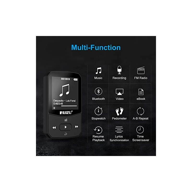 Mp3 Player with Bluetooth 50 Mini Portable Lossless Sound Music Player with FM Radio Voice Recorder Video Earphones for Running Support up to 128GBBlack