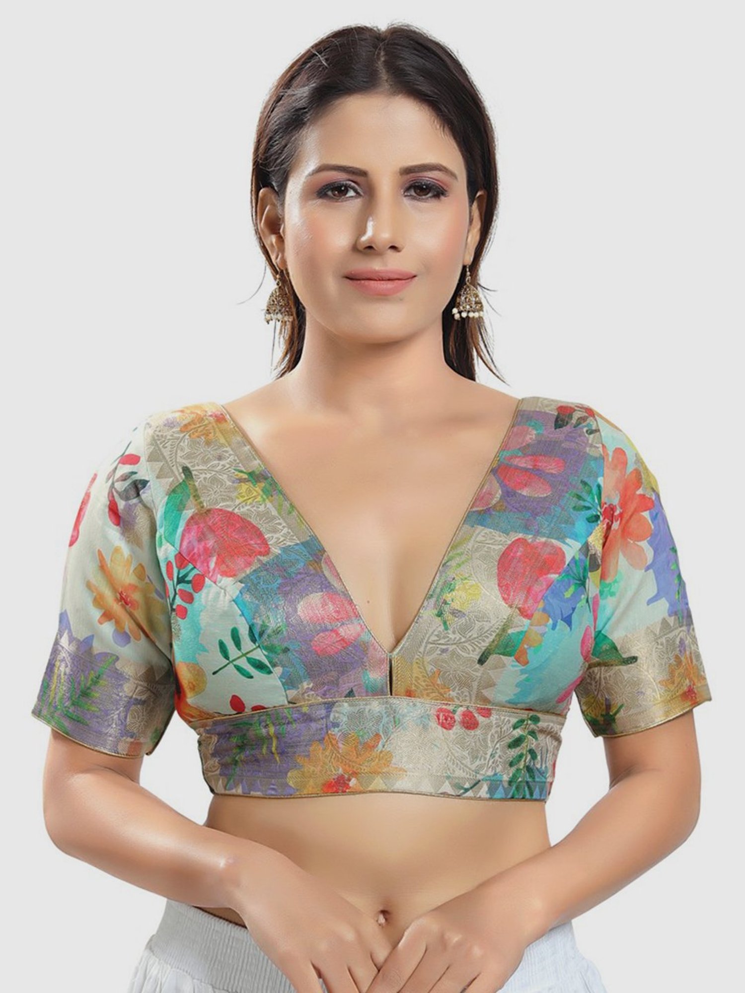 Salwar Studio Multicolor Floral Print Readymade Blouse