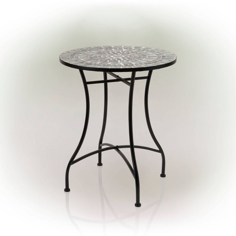 Marbled Glass Mosaic Bistro Set & Two Foldable  Chairs - Alpine Corporation