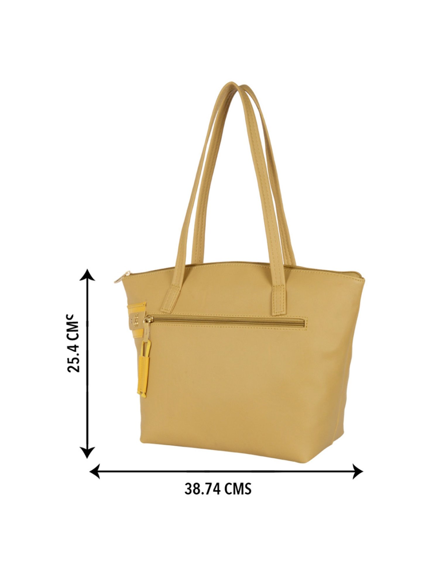 Baggit Yellow Solid Medium Tote Handbag