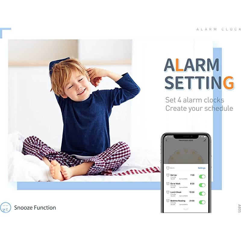 Sunrise Alarm Clock, A80S Smart Wake up Light Work with Alexa, Sleep Aid Digital Alarm Clock with Sunset Simulation, Snooze/FM Radio /7 Natural Sounds and 4 Alarms for Adults & Kids