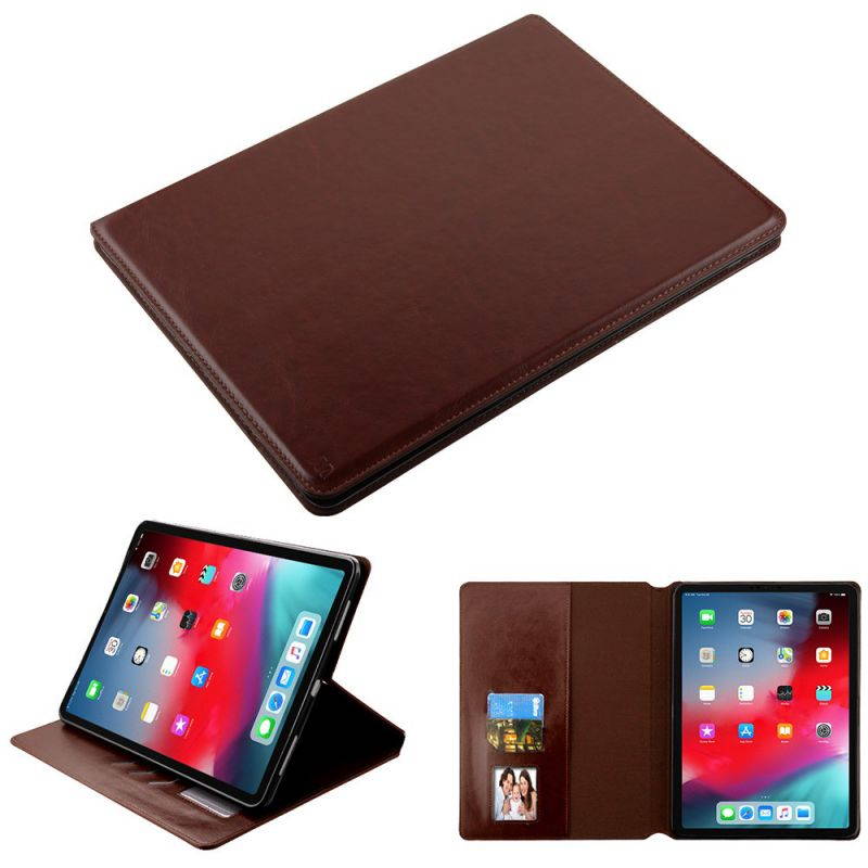 Book-Style Leather Folio Case for iPad Pro 11 inch - Brown
