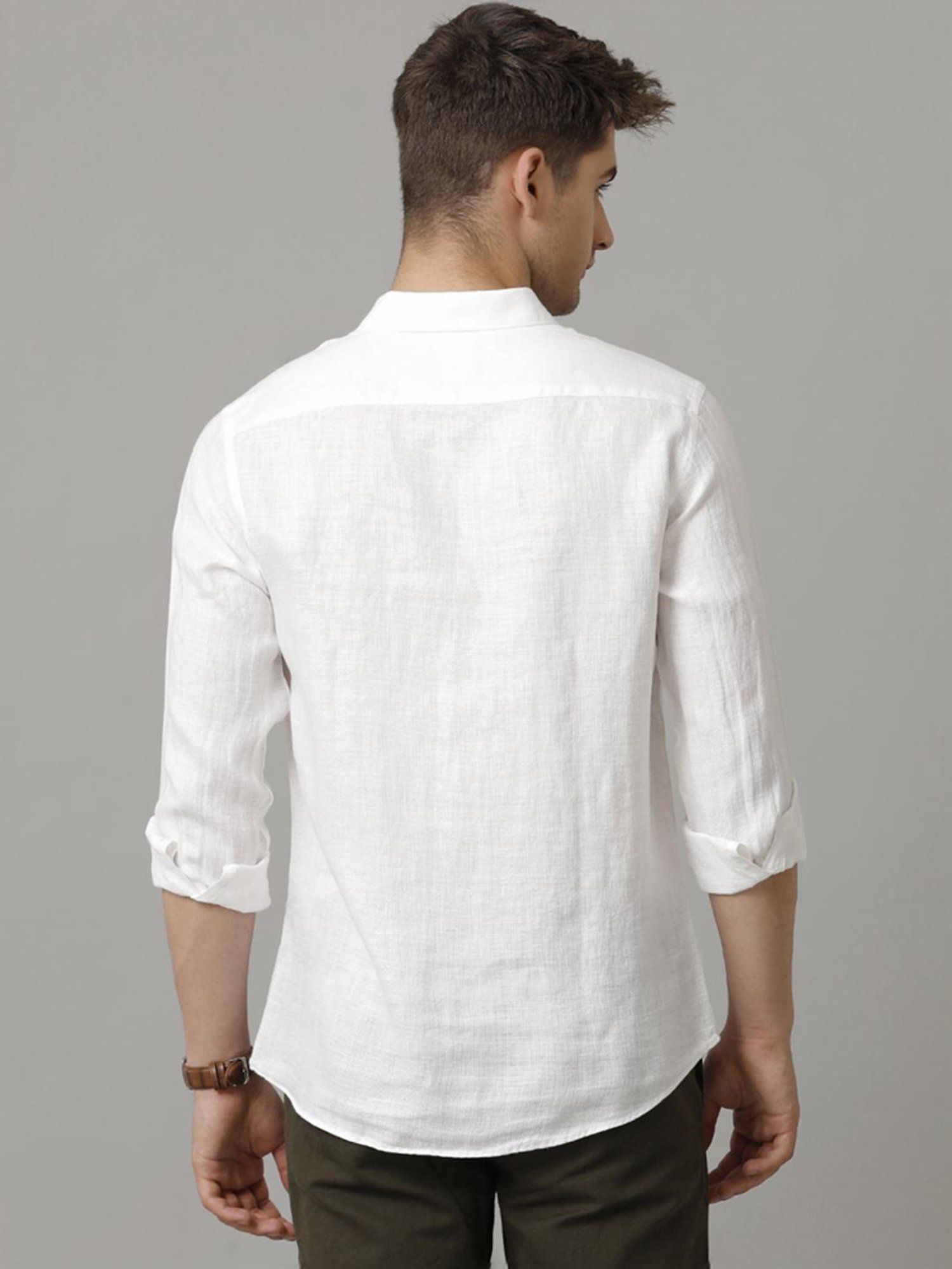 Linen Club White Linen Contemporary Fit Shirt