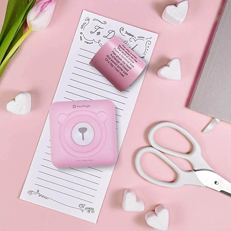 Mini Bluetooth Pocket Printer,Peripage Printer, Portable Label Sticker Receipt Printer, Compatible with Android iOS Devices Windows System for Mothers Gifts,Child Painting Couple.