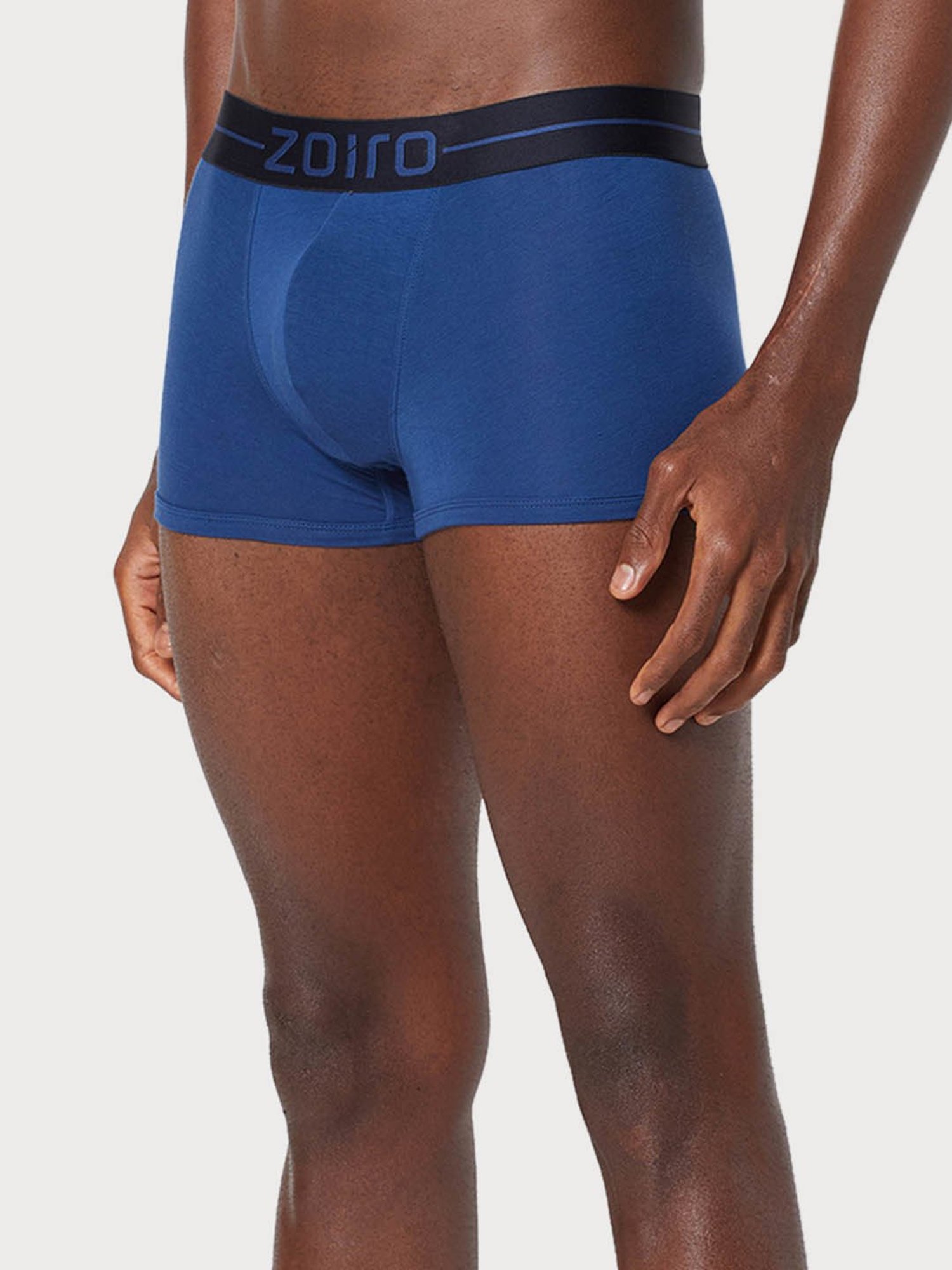 Zoiro Smoked Pearl & Fedral Blue Cotton Regular Fit Trunks - Pack Of 2