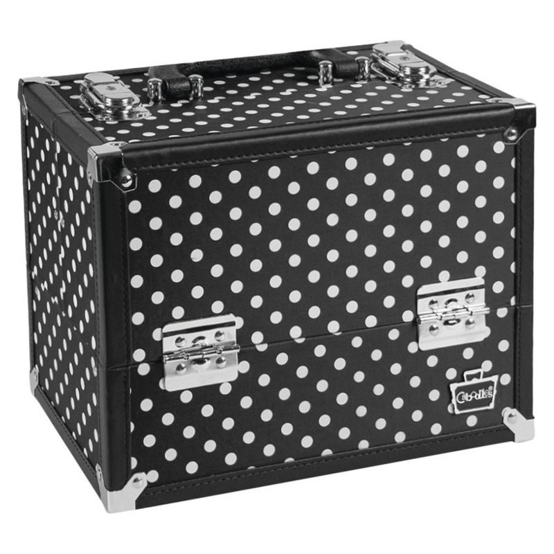 Caboodles Charmed 4-Tray Train Case Black with White Dots