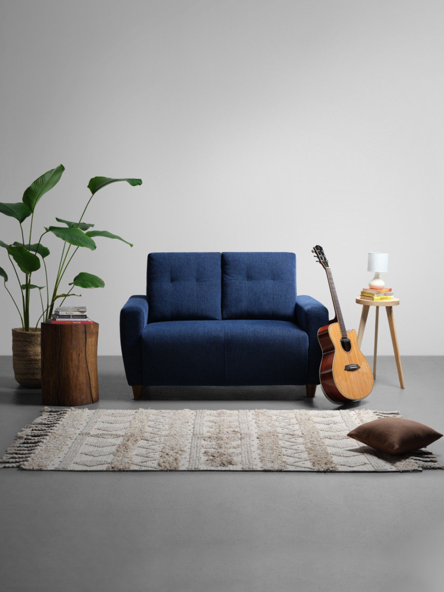 Sleepyhead Yolo Berry Blue Fabric 2 Seater Sofa