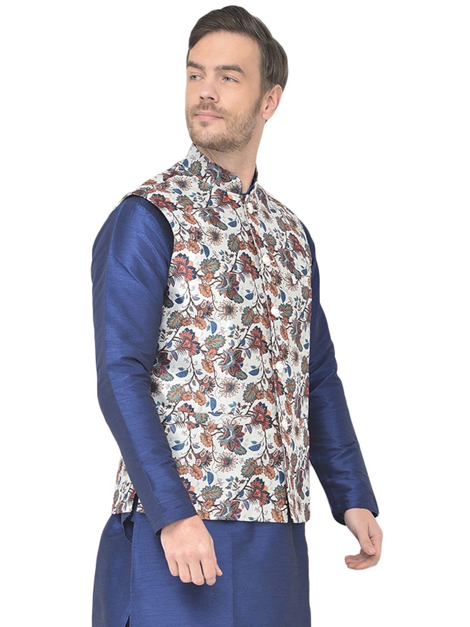 SG LEMAN Multi Regular Fit Printed Nehru Jacket