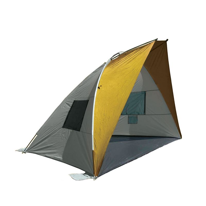 PahaQue Shadow Mountain Instant Cabana, Pop Up Family Sun Shelter, Quick Pitch Beach Shade Tent, Yellow/Grey