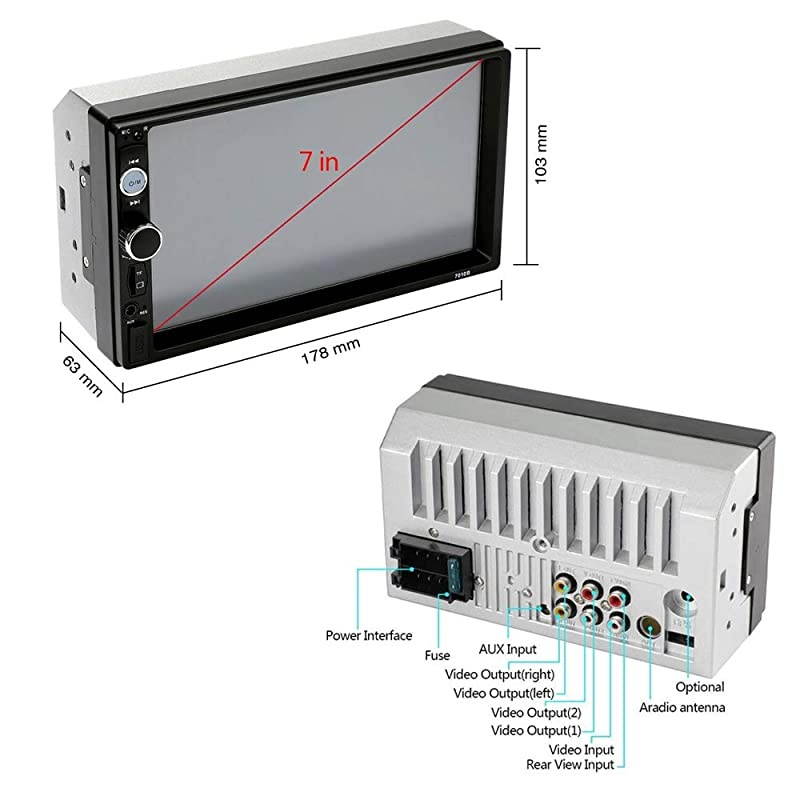 Din Car Stereo 2 Din Car Radio 7quot HD Touch Screen Car Radio Bluetooth Indash Car Radio USB TF USB AUX FM Mirror Link Car MP5 Multimedia Player 2din Autoradio12 LED Car Backup Camera