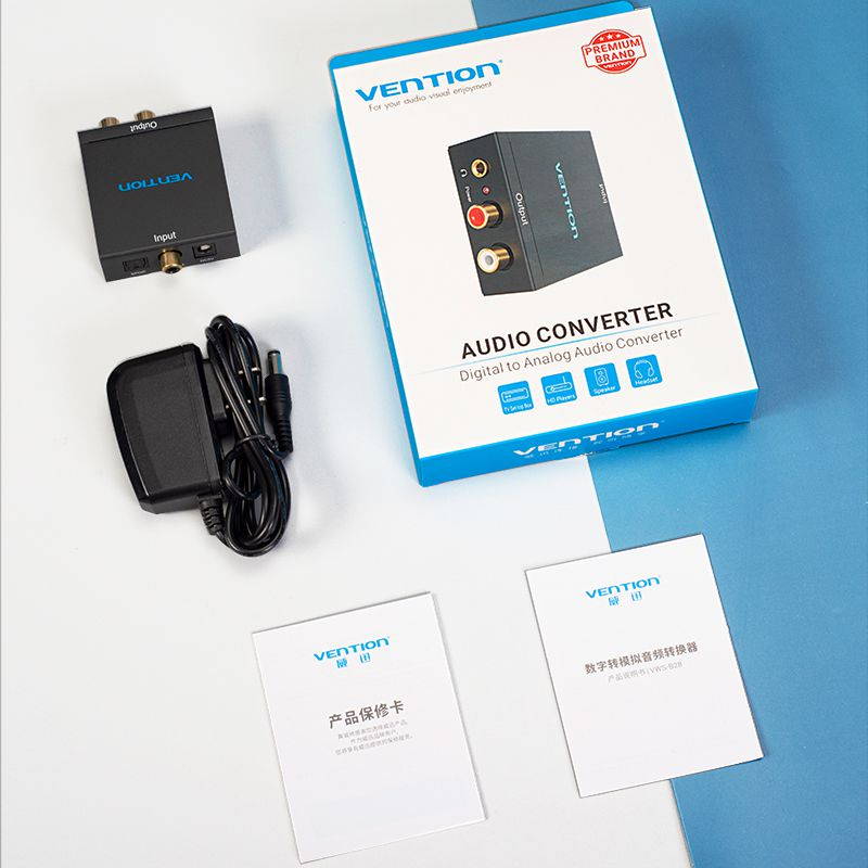 Vention Digital to Analog Audio Converter 192Khz DAC Digital Coaxial and Optical (Toslink/SPDIF) to Analog 3.5mm AUX and RCA (L/R) Stereo Audio Adapter DAC Converter for PS3 DVD PS4 Amp Apple TV