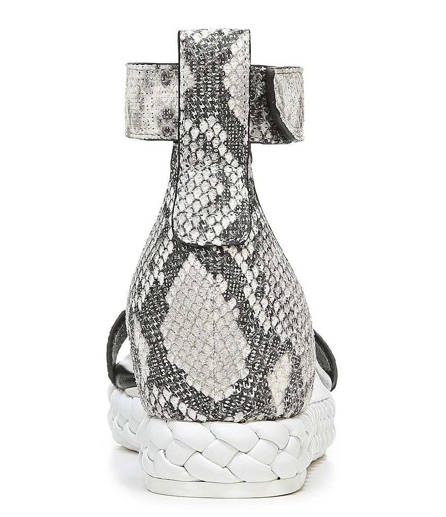 Sarto by Franco Sarto Tiana2 Square Toe Snake Print Leather Ankle Strap Platform Wedge Sandals