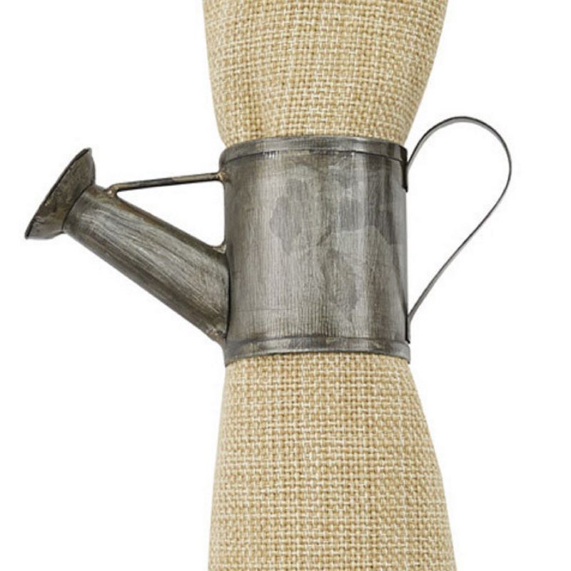 Park Designs Galvanized Watering Can Napkin Ring Set
