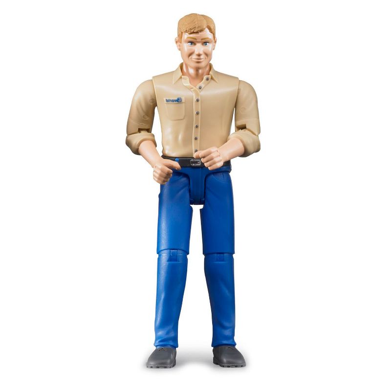 Bruder bworld Man with Tan Shirt and Blue Jeans Toy Figure