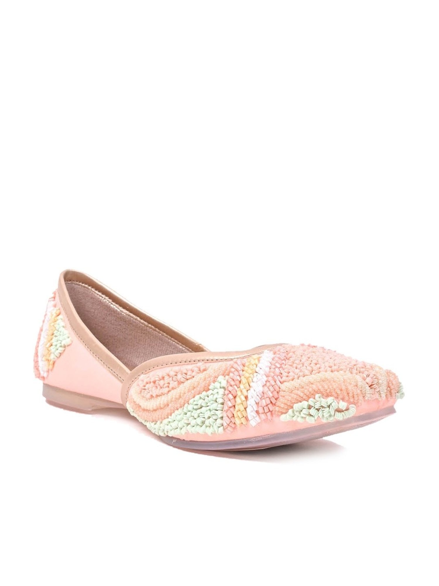 Jove Women's Pink Ethnic Juttis