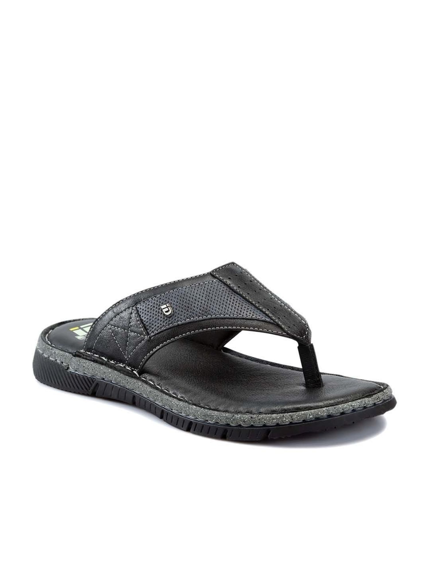 ID Men's Black Thong Sandals