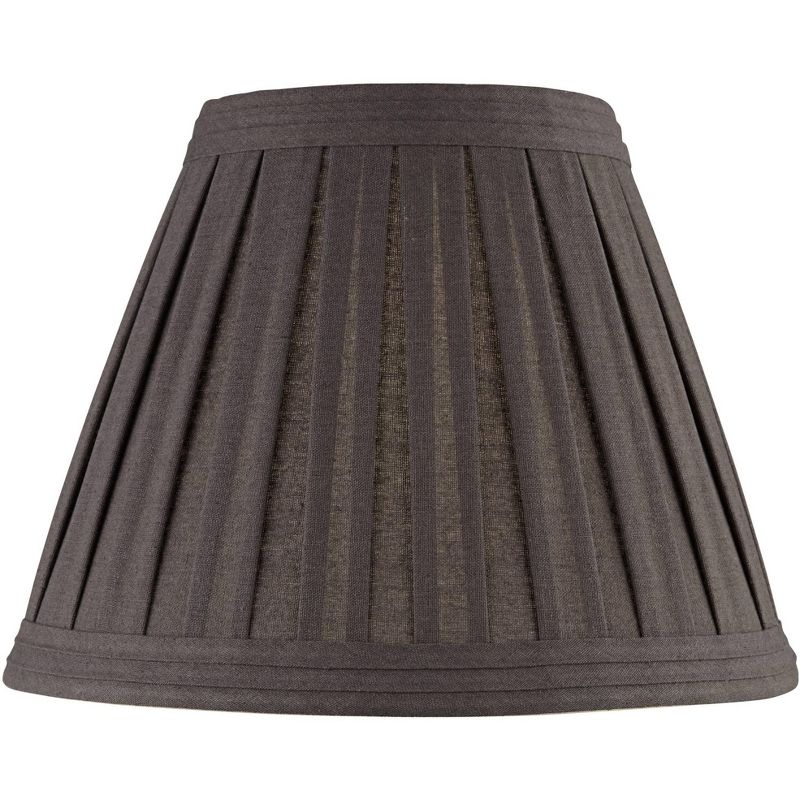 Springcrest Slate Gray Linen Box Pleat Medium Empire Lamp Shade 7" Top x 14" Bottom x 11" Slant x 11" High (Spider) Replacement with Harp and Finial