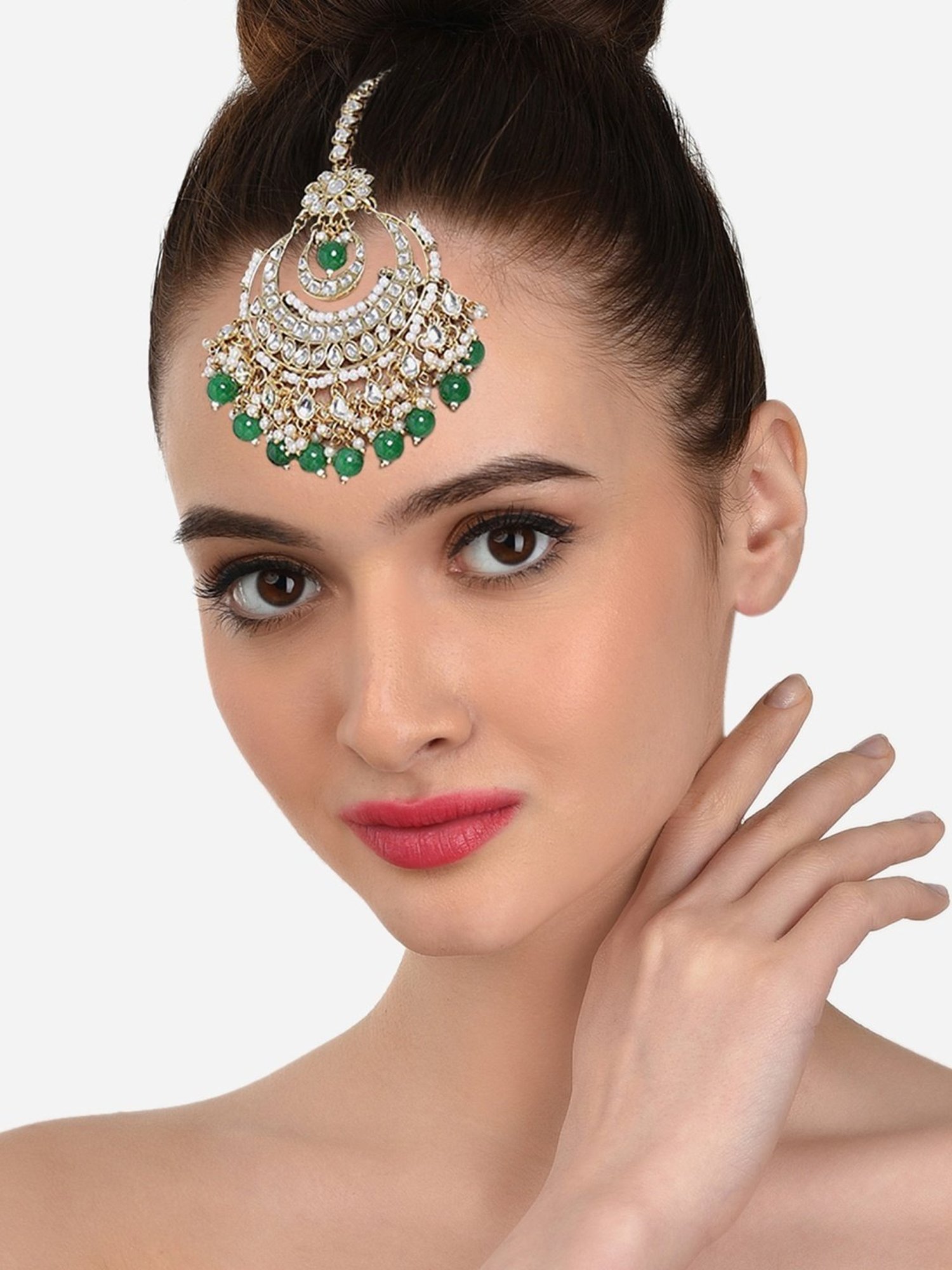 Zaveri Pearls Combo Of 3 Gold Tone Kundan Maangtikka-ZPFK13097