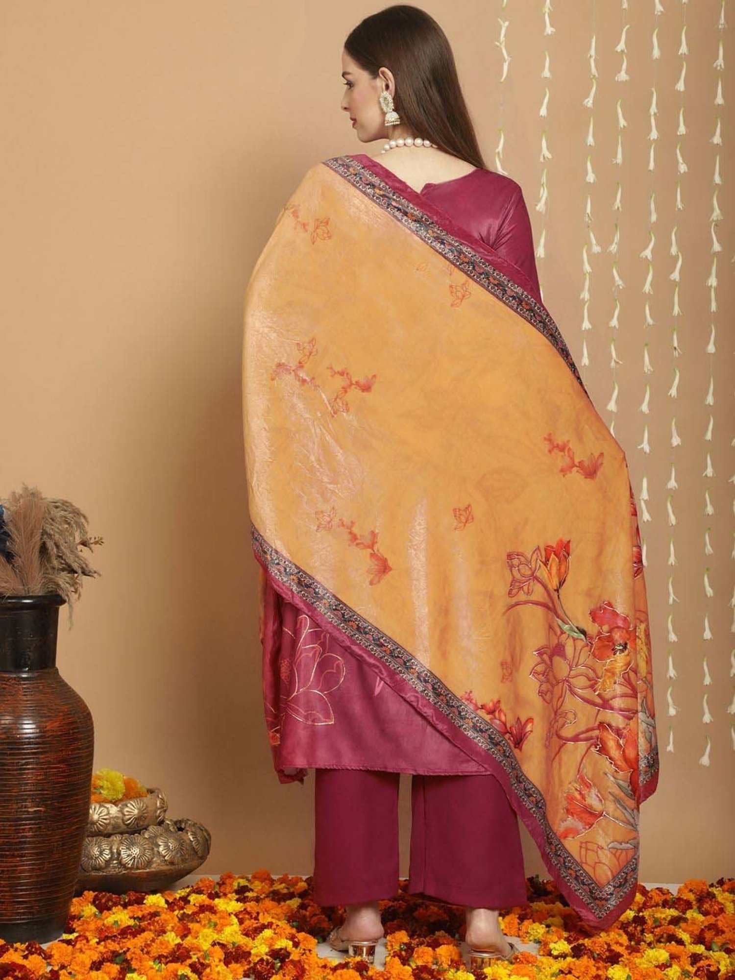 Stylee LIFESTYLE Purple Printed Unstitched Dress Material