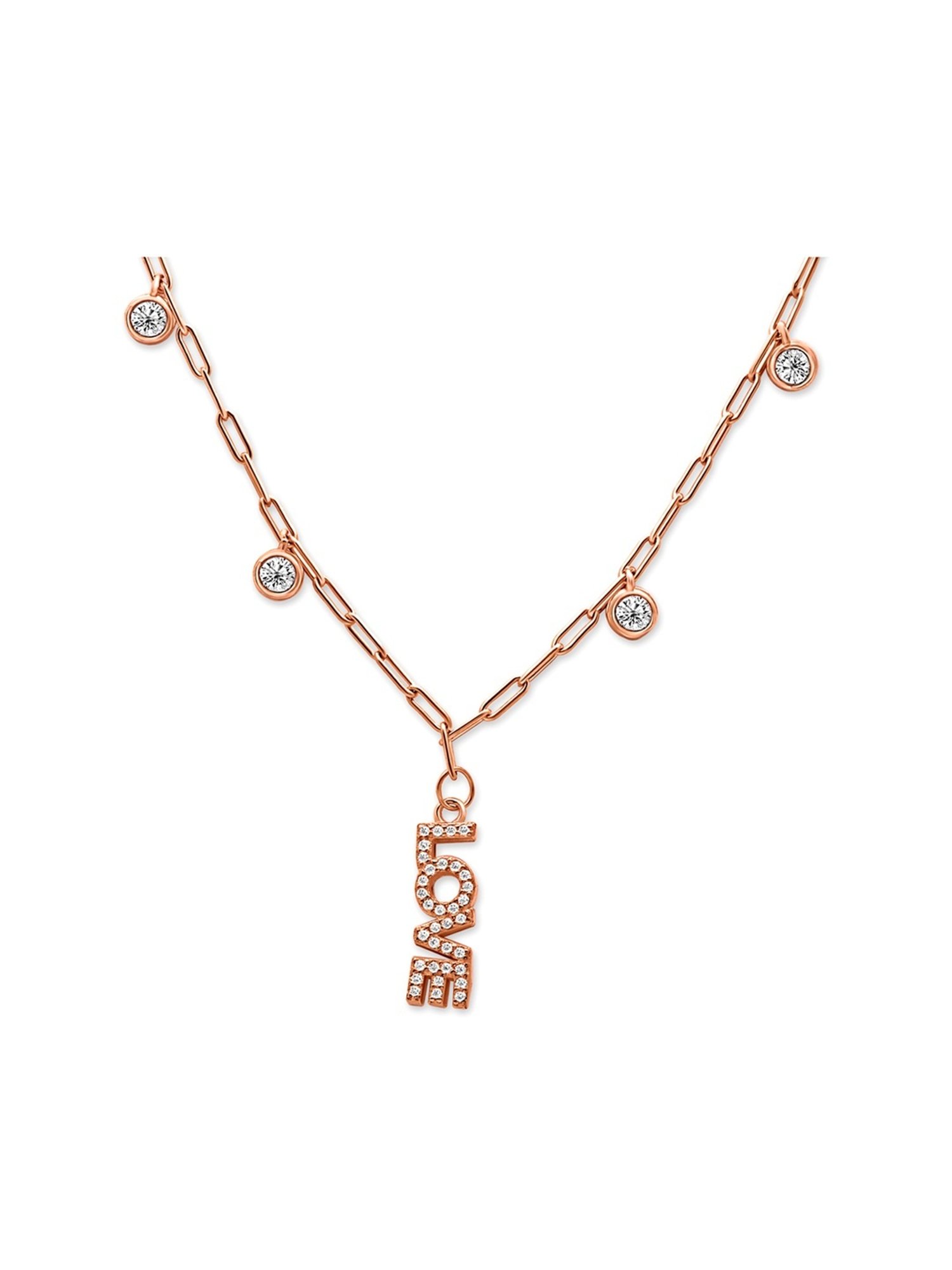 Silberry 92.5 Sterling Silver Rose Gold Love Letter Necklace
