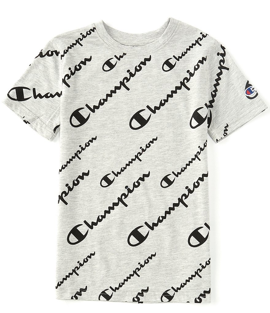 Champion Big Boys 8-20 Short-Sleeve Repeating-Logo AOP Tee