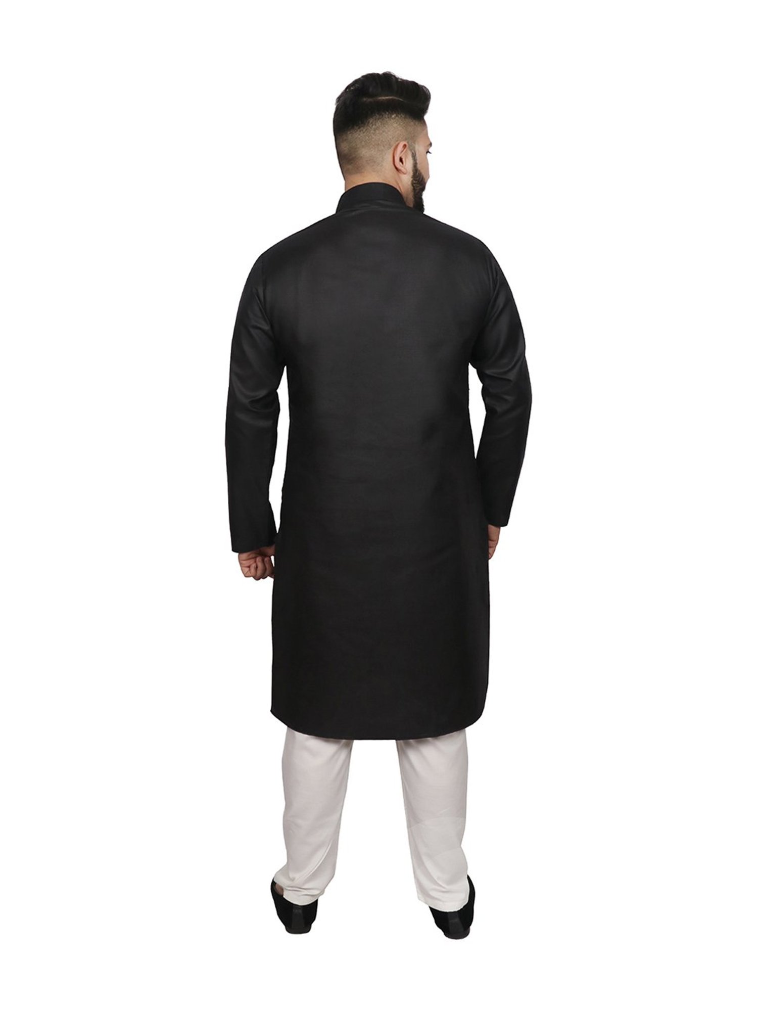 SG LEMAN Black Full Sleeves Solid Kurta Set