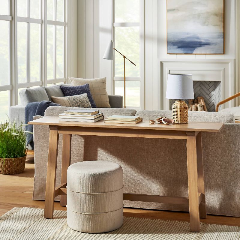 Catalina Mudcloth Round Ottoman Cream - Threshold™ designed with Studio McGee