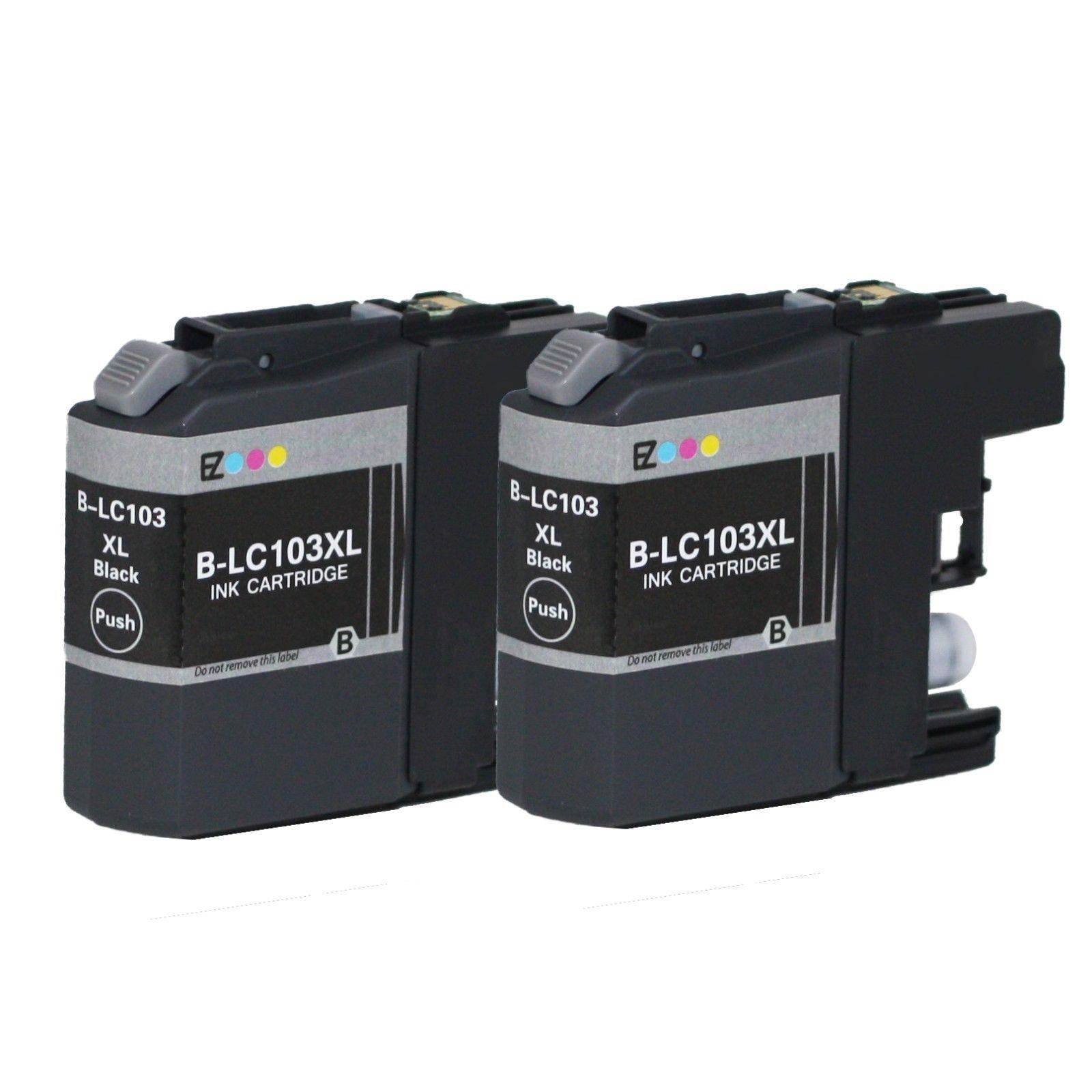 E-Z Ink &trade; Compatible Ink Cartridge Replacement Set for Brother LC103 XL LC103BK High Yield (2 Black) DCP-J152W MFC-J245 J285DW J450DW J470DW J475DW J650DW J6520DW J6720DW J6920DW J870DW J875DW