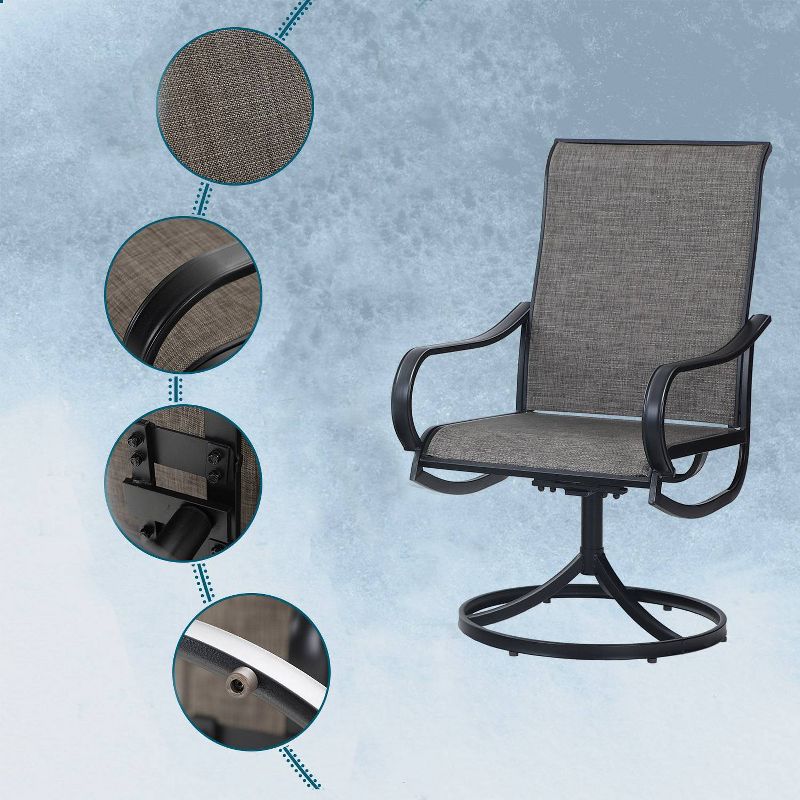 5pc Patio Dining Set with Round Table & Steel Swivel Chairs - Captiva Designs