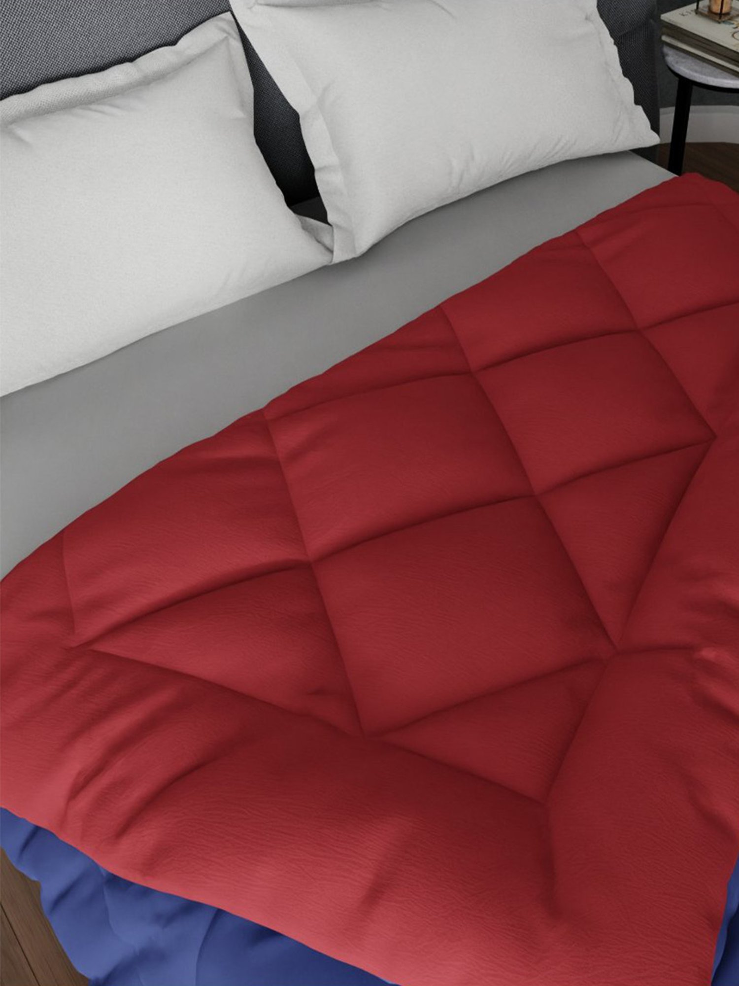 Stoa Paris Navy & Red Microfibre 200 GSM Double Reversible Comforter - Set of 1