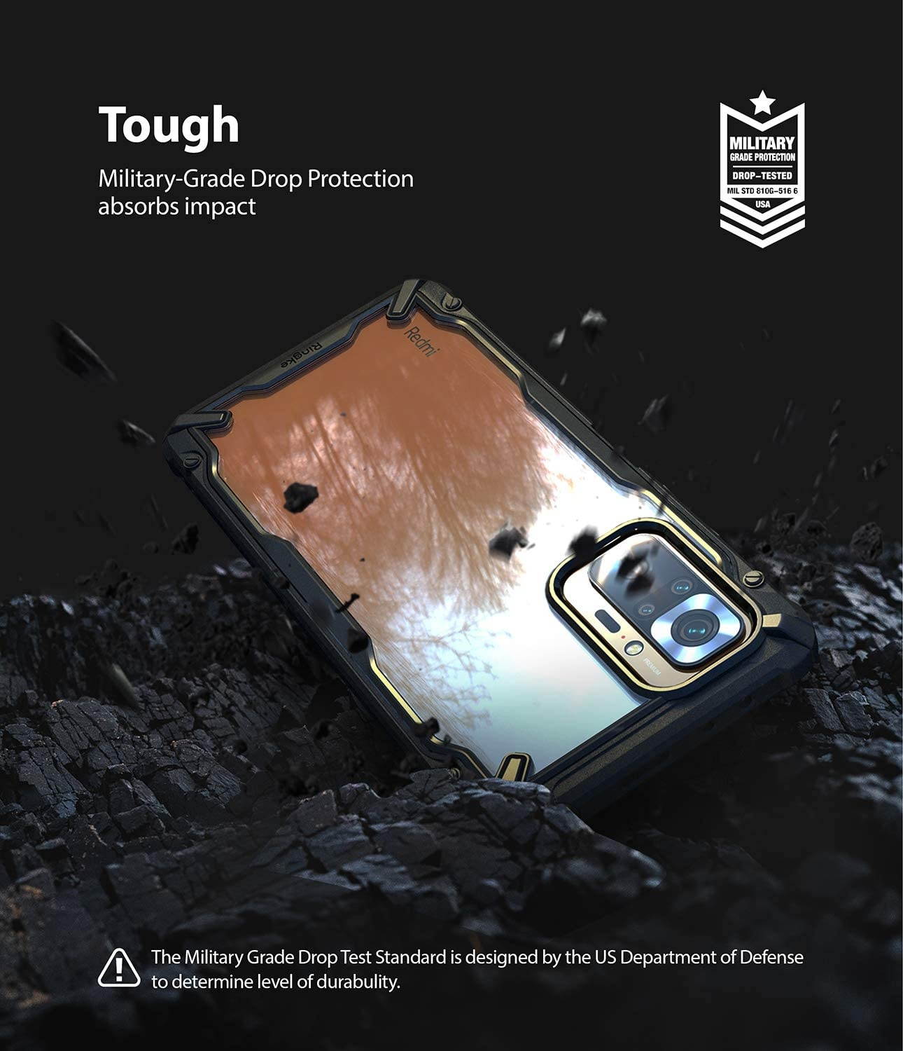 Ringke Fusion-X Compatible with Xiaomi Redmi Note 10 Pro, Redmi Note 10 Pro Max Case, Shockproof Rugged TPU Bumper Cover - Camo Black